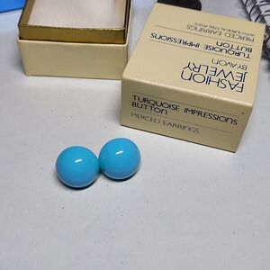 Vintage Avon Turquoise Button Earrings